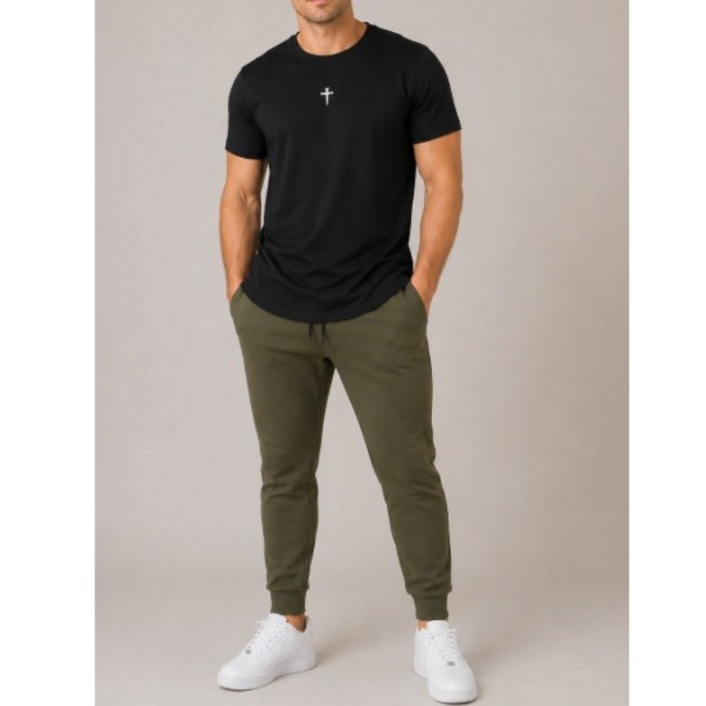 Three Nails Men's Black Cross Pro-Tech Performance Short Sleeve Tee Size M NWT